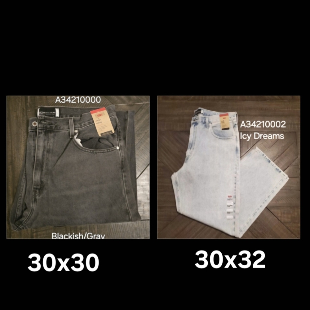 2 Levi's Silvertab Loose Mens Jeans blackish/gray in 30x30 & icy blue in 30x32